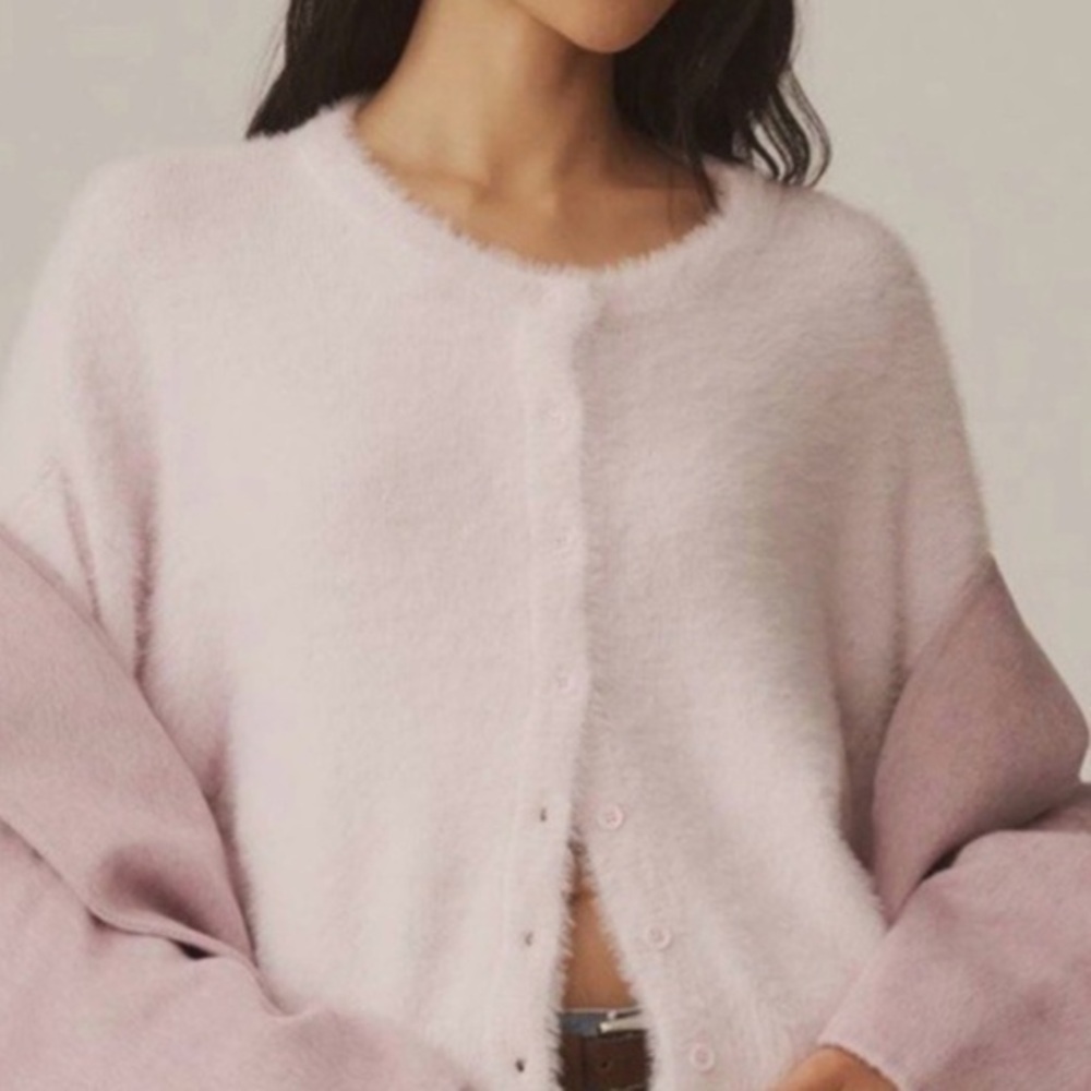 Anthropologie Flat White Soft Button Up Cardigan